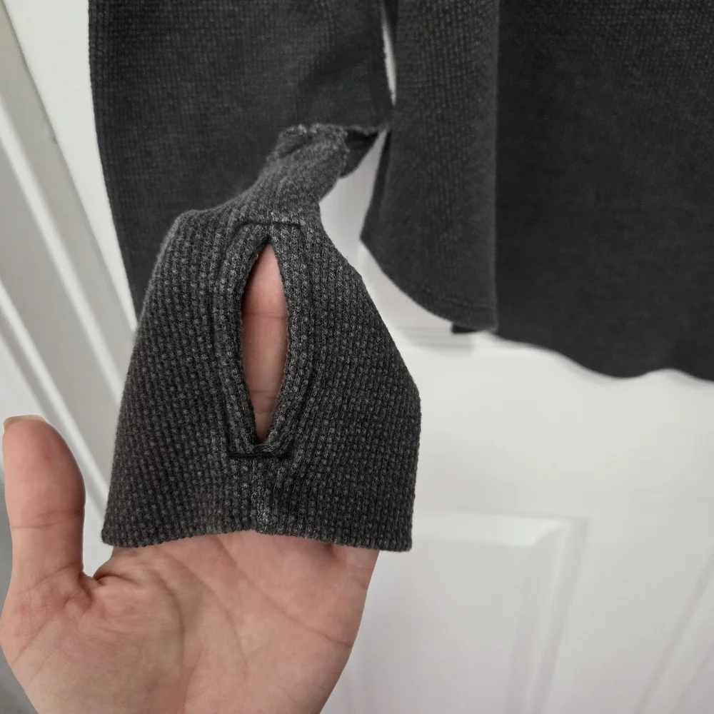 We The Free Women Anakin Thermal Long Sleeve Gray Oversize Waffle Knit Top Sz XL - Picture 7 of 11